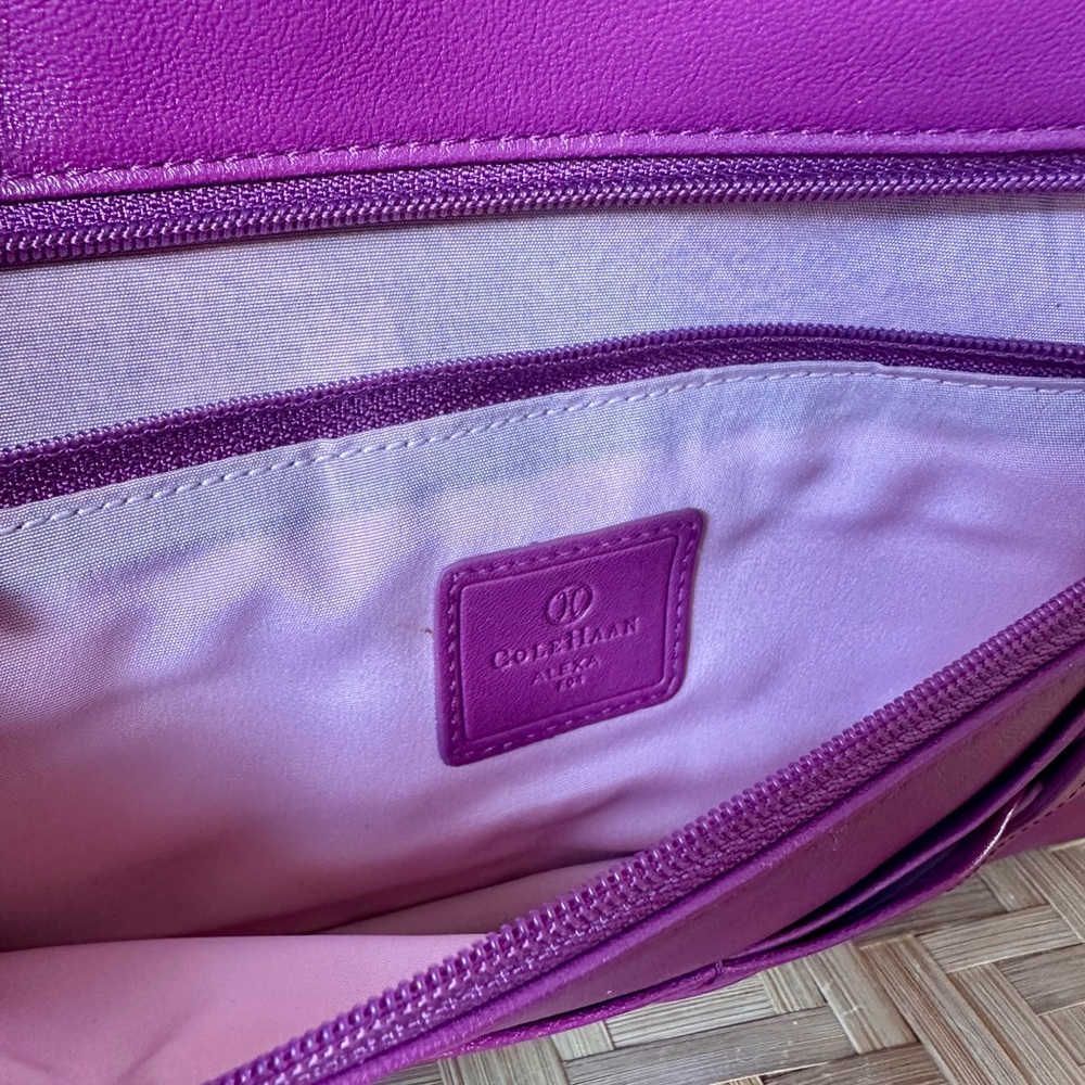 Cole Haan magenta leather clutch wallet. - Picture 2 of 6